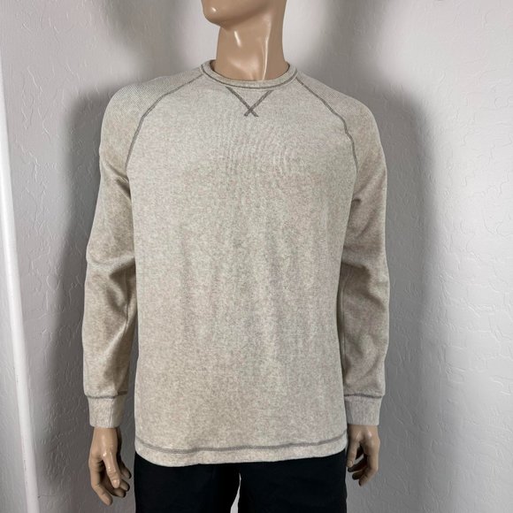 Tommy Bahama Stone Crest Long-Sleeve Crew Shirt Size M $110 in Oatmeal Heather - Picture 7 of 11
